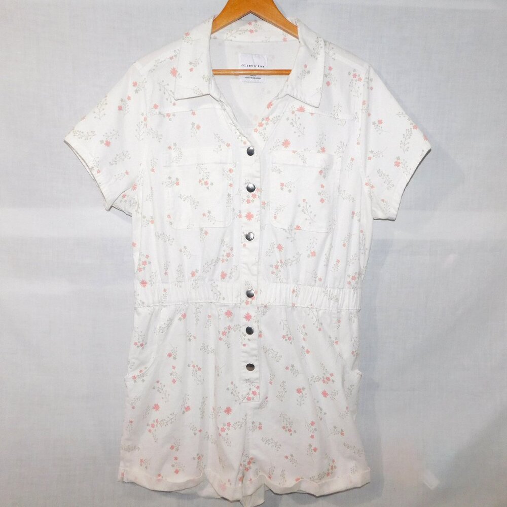 Celebrity Pink Womens 2XL 19 - 21  White Pink Green Floral One Piece Romper